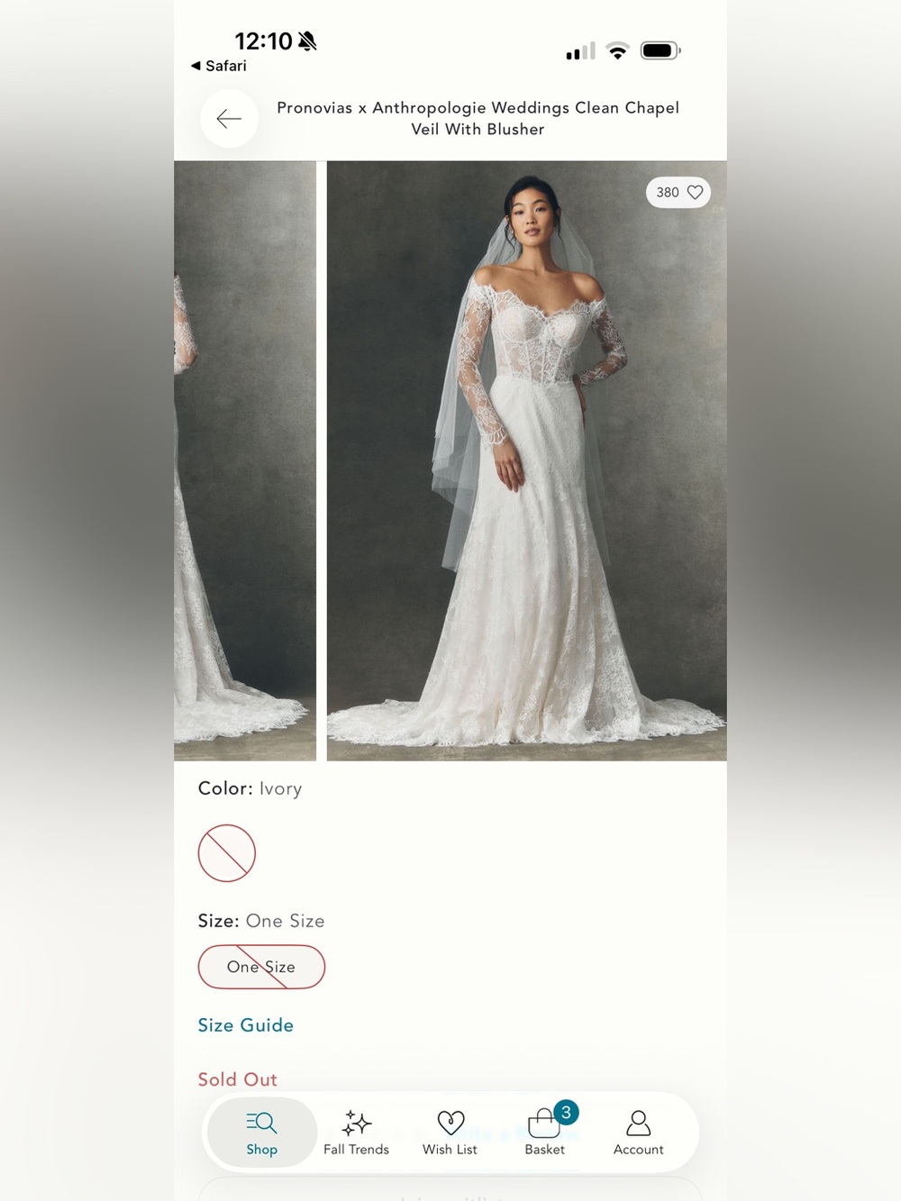 Anthropologie x pronovias wedding veil with blusher NEW